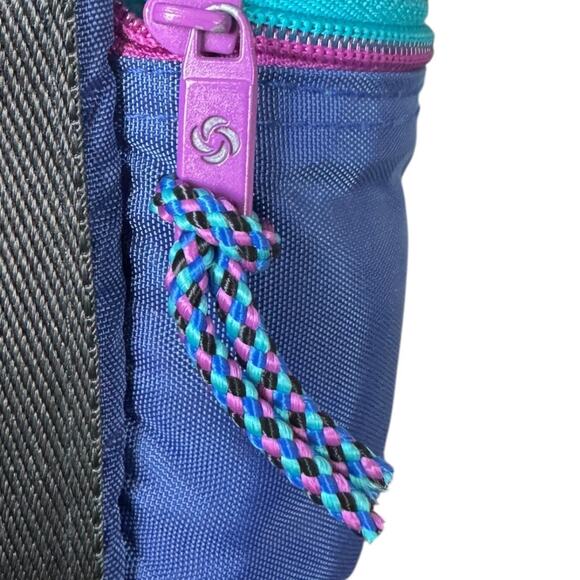 VTG Samsonite World Sport Mini Crossbody Bag 90s Teal Purple Nylon Travel Pouch - Picture 12 of 12